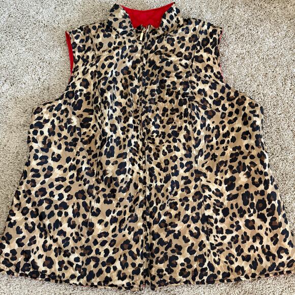 Women’s Reversible Vest Red/Leopard - XL/XXL - Winter Statement Holiday Layers - Picture 3 of 4